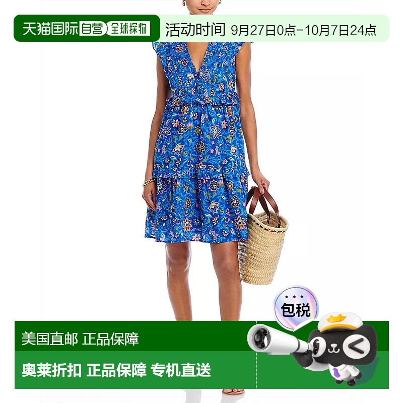 自营 banjanan女式Chandra蓝色花朵迷你连衣裙-蓝色花朵 美国奥莱