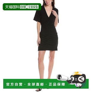 Ruched Front Mini 自营 black Textured Dress 美国奥莱 GANNI