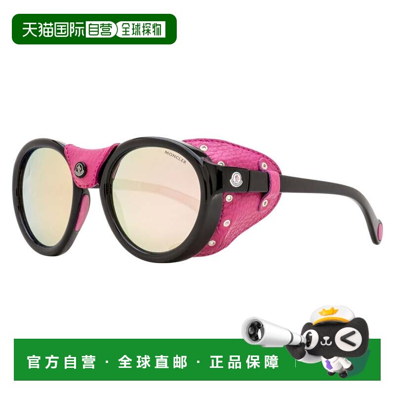 自营Moncler Unisex皮革眼罩太阳镜ML0046 01C黑色/玫瑰红52mm-01