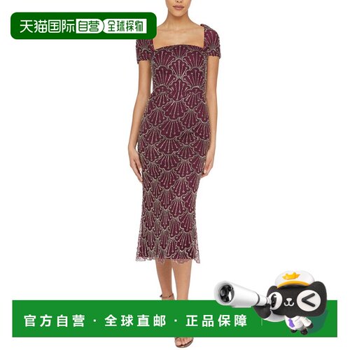 自营Theia Serena鸡尾酒会礼服-红色 美国奥莱直发