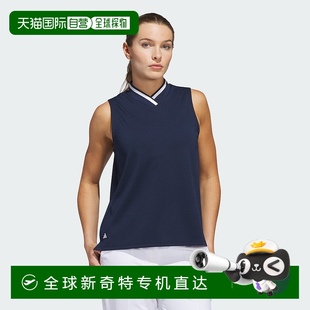 美国奥莱 自营adidas阿迪达斯女式 学院海军蓝 无袖 直发 Polo衫