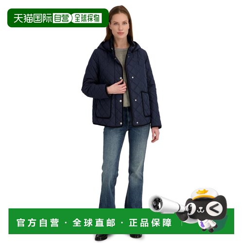 自营TAHARI Women's Rosie Hooded Quilted Water-Repellent Shor