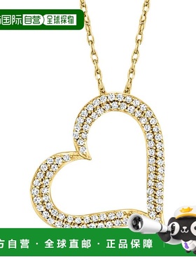 自营Ross-Simons Diamond Heart Pendant Necklace in 18kt Gold