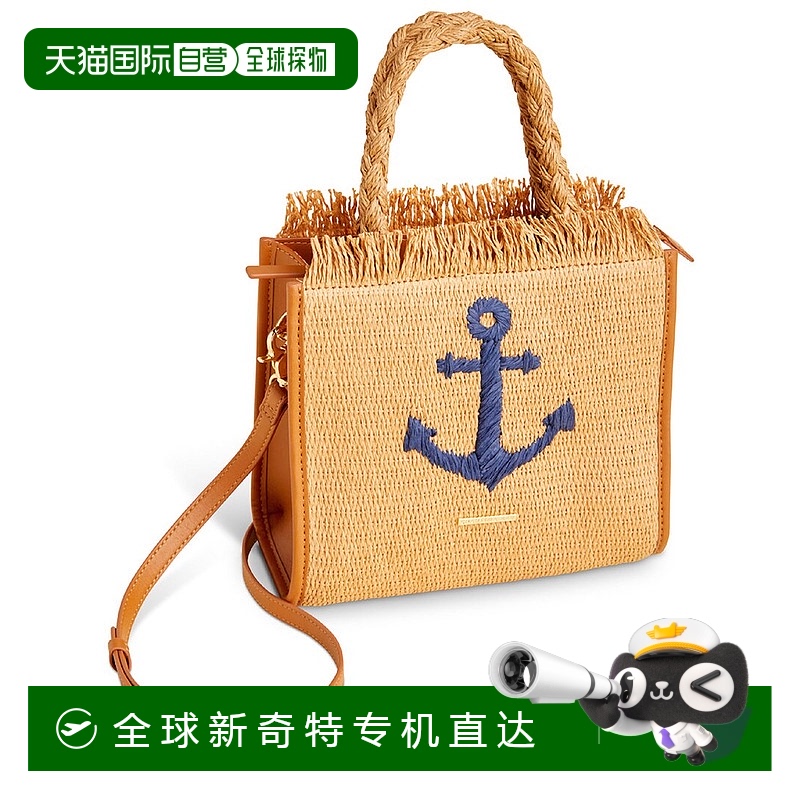 自营 Spartina 449 Dune Woven Straw & Leather Satchel - blue