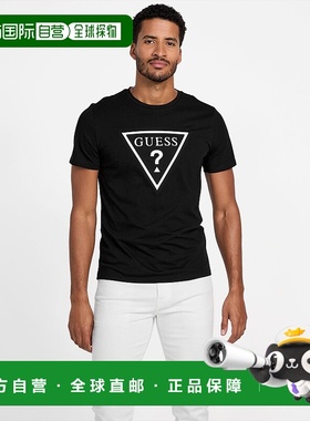 自营 guessEco Kris Logo T 恤 - 黑色蛇皮 美国奥莱直发