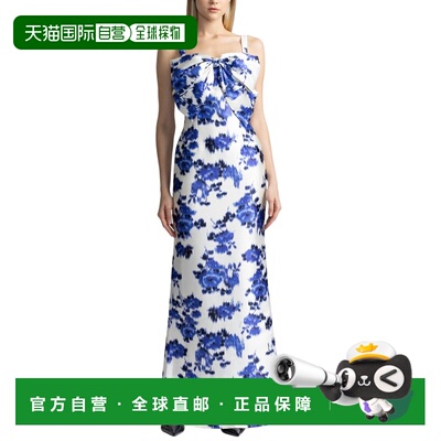 自营Zac Posen印花天皇服-蓝色长裙 美国奥莱直发吊带连衣裙