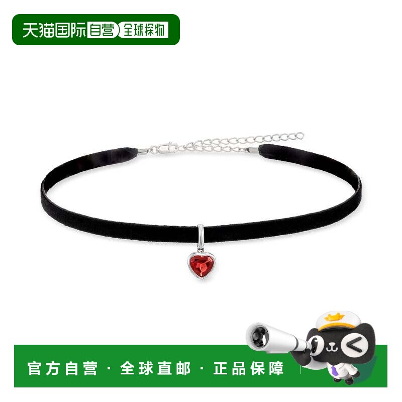 自营925 纯银 Ross-Simons 石榴石心形和黑色天鹅绒项圈项链 13