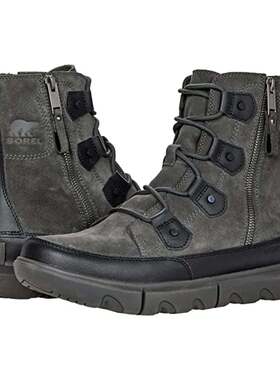 自营Men's Sorel Explorer 2004651-010 Boot Black Dual Zip Wat