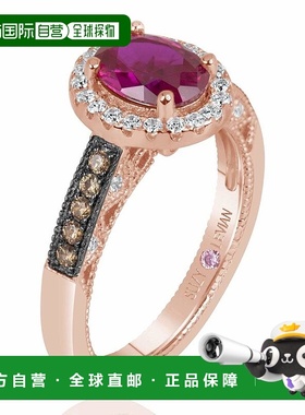 自营 Suzy Levian Rose 纯银椭圆形切割创造红宝石棕色立方氧化锆