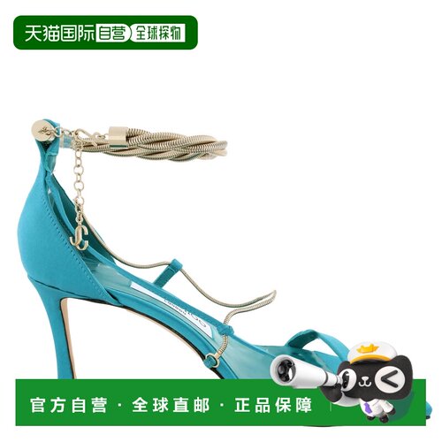 自营Jimmy Choo Oriana 75 Gold Chains Satin Sandals - malibu/