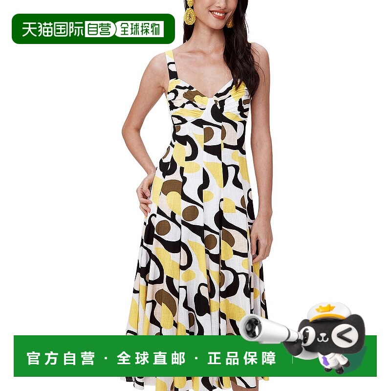 自营Diane von Furstenberg Beth 亚麻混纺连衣裙 - 黄色 美国奥