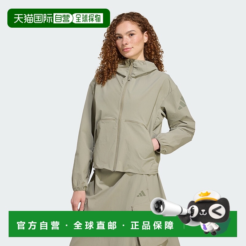 自营adidas阿迪达斯MYSHELTER女式风衣-银色鹅卵石 美国奥莱直发