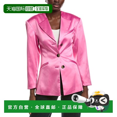 自营GANNI Double Satin Fitted Blazer - purple 美国奥莱直发