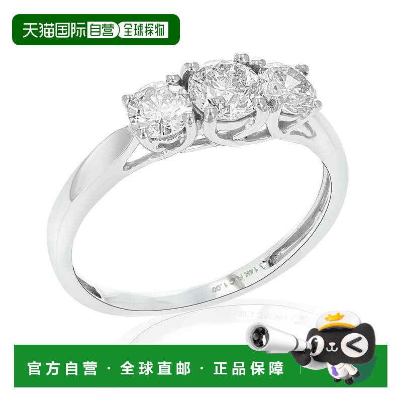 自营 vir jewels1 克拉 3 石钻石订婚戒指 14K 白金圆形新娘婚礼