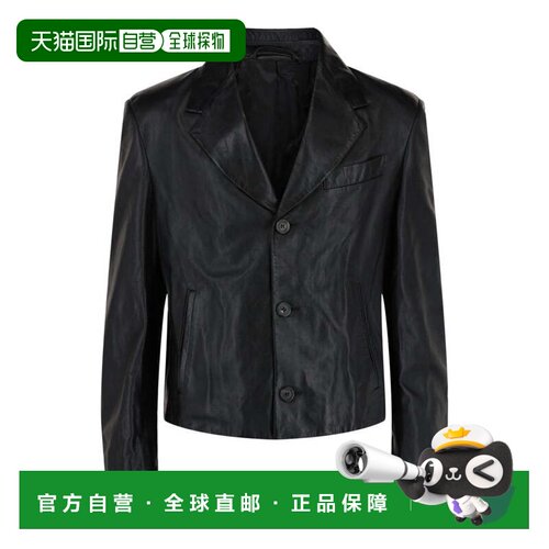 自营salvatore ferragamoLeather Blazer - black 美国奥莱直发