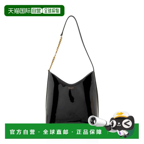 自营Saint Laurent Patent Leather Rendez-Vous Hobo - black 美