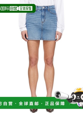 1h可退 香港直邮潮奢 Ami Paris 女士 蓝色褪色牛仔短裙 FSK037DE