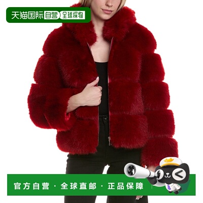 自营Adrienne Landau Hoodie Jacket - red 美国奥莱直发外套皮草
