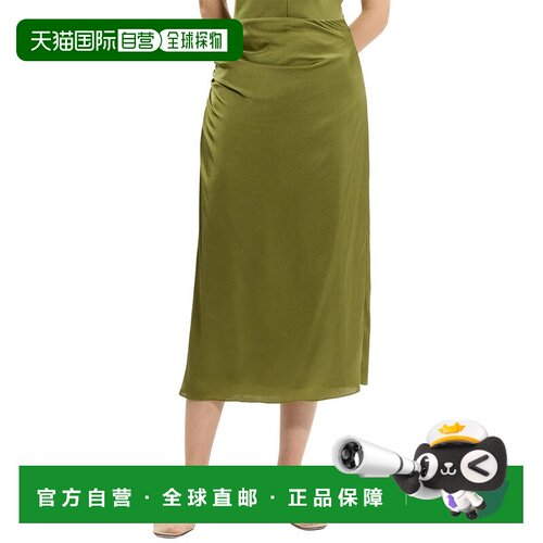 自营Theory Crushed Satin Ruched Skirt - green 美国奥莱直发