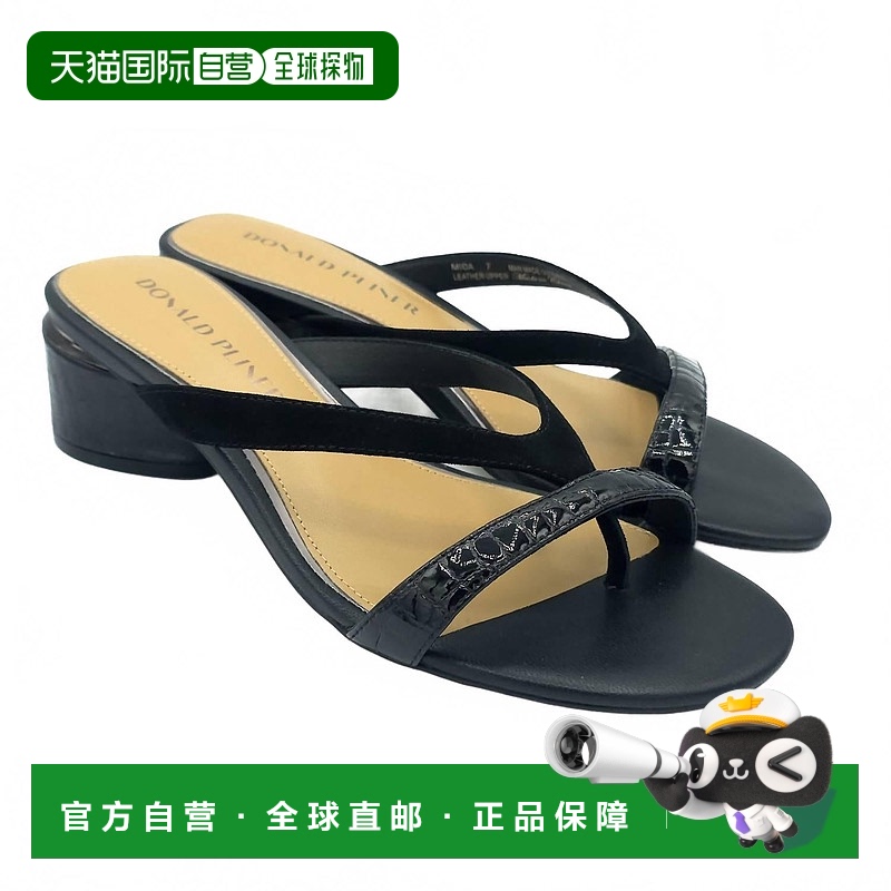 自营 donald pliner女士Mida Thong Mule凉鞋,黑色 美国奥莱直发
