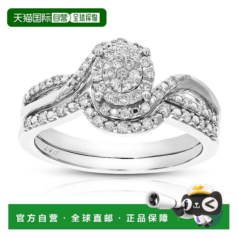 【美国直邮】vir jewels  戒指纯银钻石独特首饰婚戒天然镶嵌