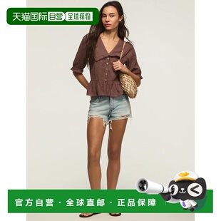 美国直邮自营lucky brandLucky品牌女装高帮妈妈短中蓝 美国奥莱