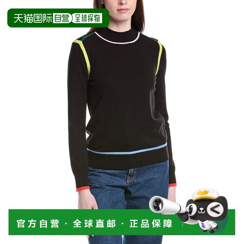 自营T Tahari Jersey Multicolor Tipping Pullover - black 美国