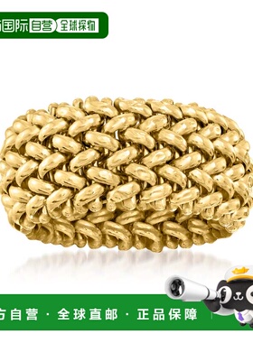 自营 Ross-Simons 意大利 14kt 黄金串珠网眼戒指 - 黄色 美国奥