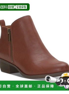自营 Lucky Brand Basel Boots女式棕色皮革侧拉链脚踝靴JOBB609-