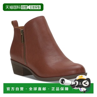 Lucky 棕色皮革侧拉链脚踝靴JOBB609 Brand Boots女式 Basel 自营