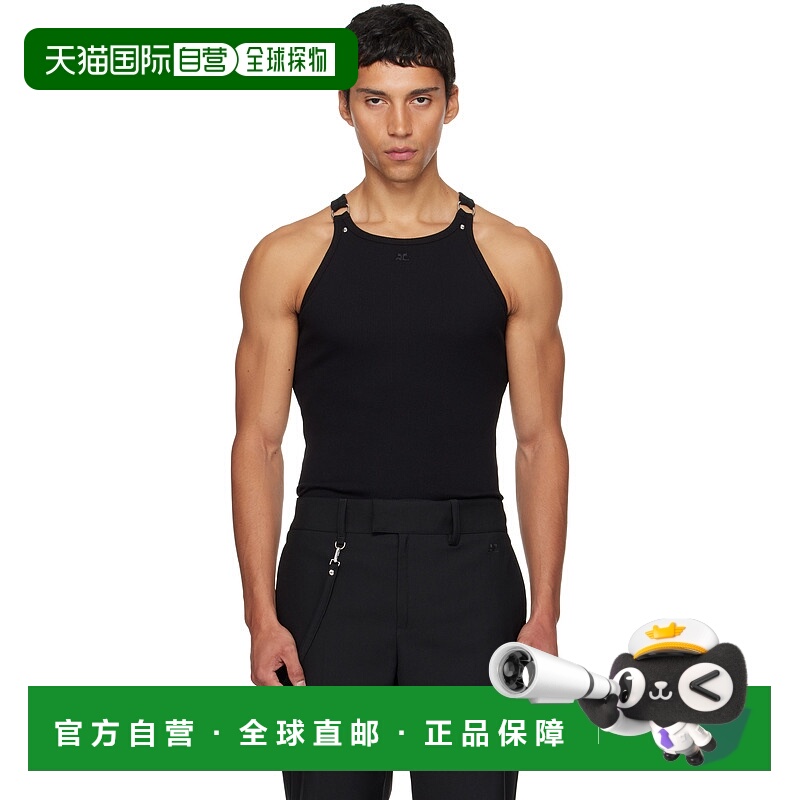 1h可退 香港直邮潮奢 Courreges 男士 黑色 Buckle 90's Rib 背心