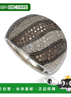 自营Suzy Levian 纯银白色和棕色方晶锆石戒指 - 棕色 美国奥莱直