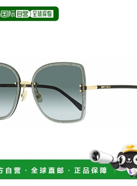 自营 Jimmy Choo 女士方形太阳镜 Leti 2M29O 黑色/金色 62 毫米
