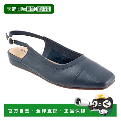 自营SoftWalk Vittoria Flat女式8款海军蓝皮革可调节带扣吊带RHS