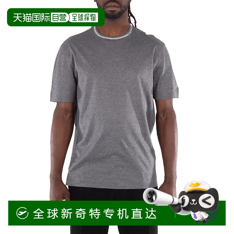 自营 Emporio Armani标志领ASV Lyocell混纺T恤-grigio mel.sc 【