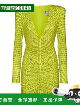 自营philipp plein垫肩迷你连衣裙 LS Fluo Strass - 荧光黄 美国