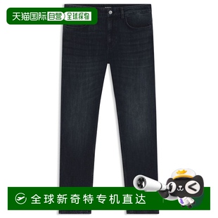 深蓝色 自营 蓝色机械弹力牛仔 bossDelaware修身 美国奥 牛仔裤