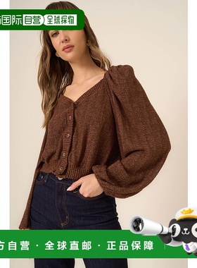 自营project social t我心的一块纹理纽扣前襟Cardi-姜饼 美国奥
