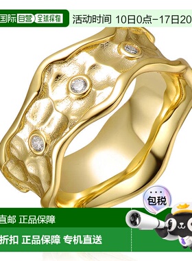 自营geneviveSterling Silver 14K Gold Plated with Clear Cubic