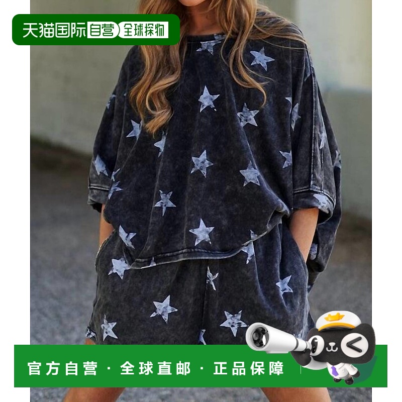 自营j.nnaLeva Washed Star Lounge Set In Black - black 美国奥