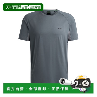 自营bossPerformance-stretch T-shirt in mixed materials - gre