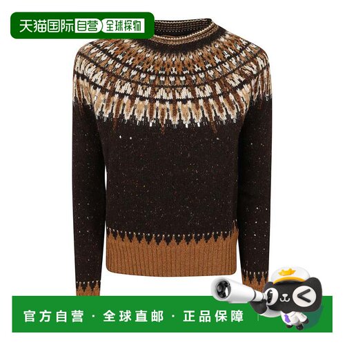 自营ermanno scervino水晶装饰长袖针织毛衣-棕色 美国奥莱直发