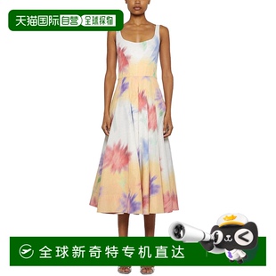 自营 美国奥莱直发 prabal gurung白色多色太阳迷笛连衣裙