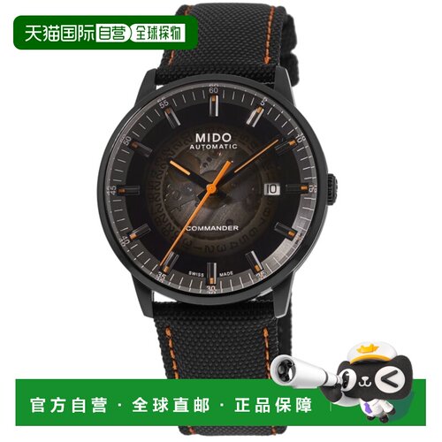自营Mido Commander 渐变黑色表盘织物表带男士手表 M021.407.37.