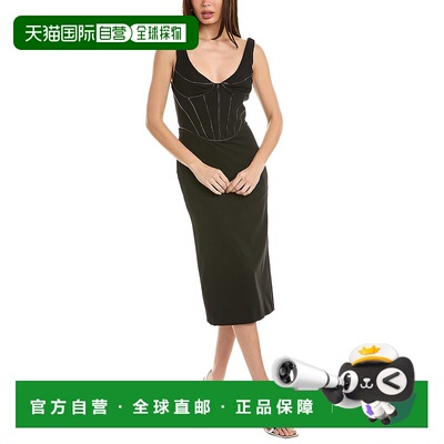 自营 Et Ochs Valerie 中长连衣裙 - 黑色 美国奥莱直发性感