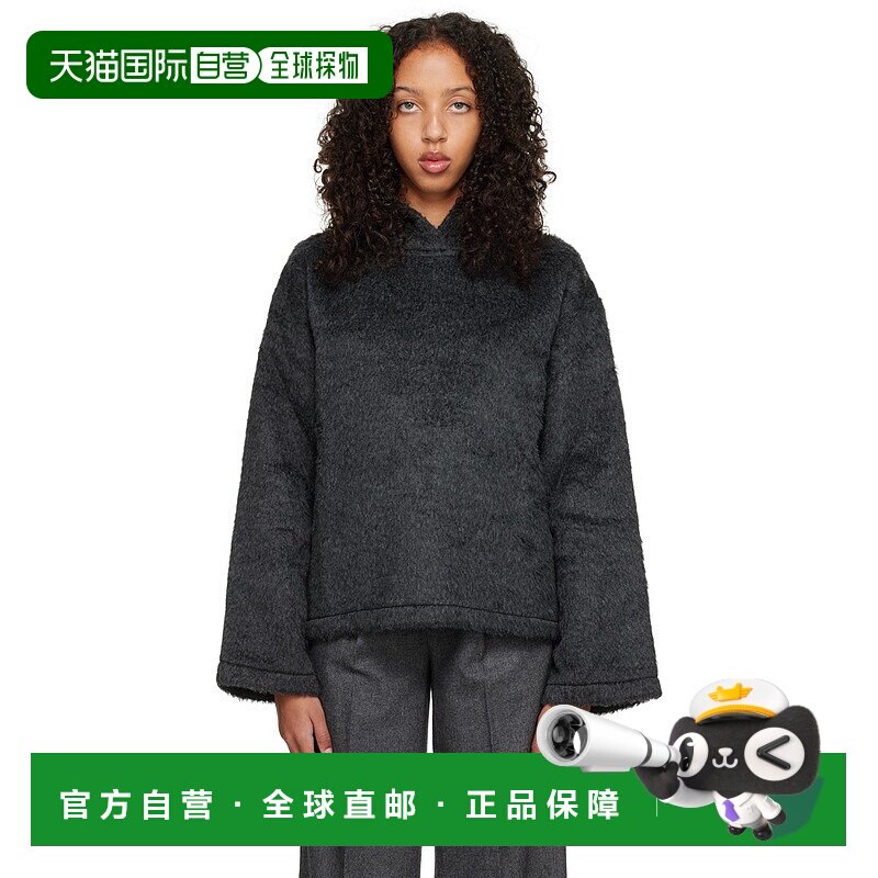 1h可退 香港直邮潮奢 Oct31 女士 灰色羊驼毛连帽衫 FW22TOP07