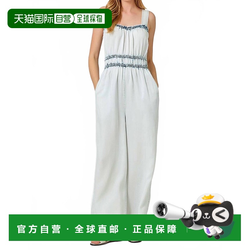 自营mystree冰蓝色系带天丝连体衣-冰蓝色 美国奥莱直发