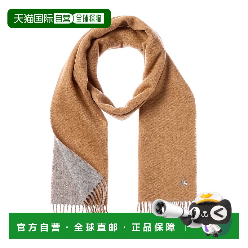 自营brooks brothers布鲁克斯兄弟双面羊毛和羊绒混纺围巾-棕色