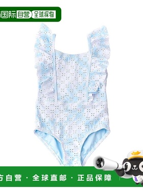 自营Shade Critters Blue Skies 孔眼荷叶边泳衣 - 白色 美国奥莱