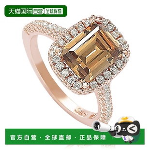 Brown 自营 Bridal Levian 立方氧化锆与光环玫瑰纯银戒指 Suzy